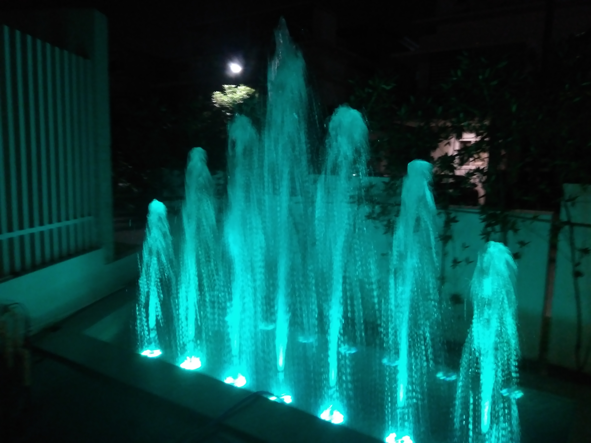 Illuminated Jet Water Fountain